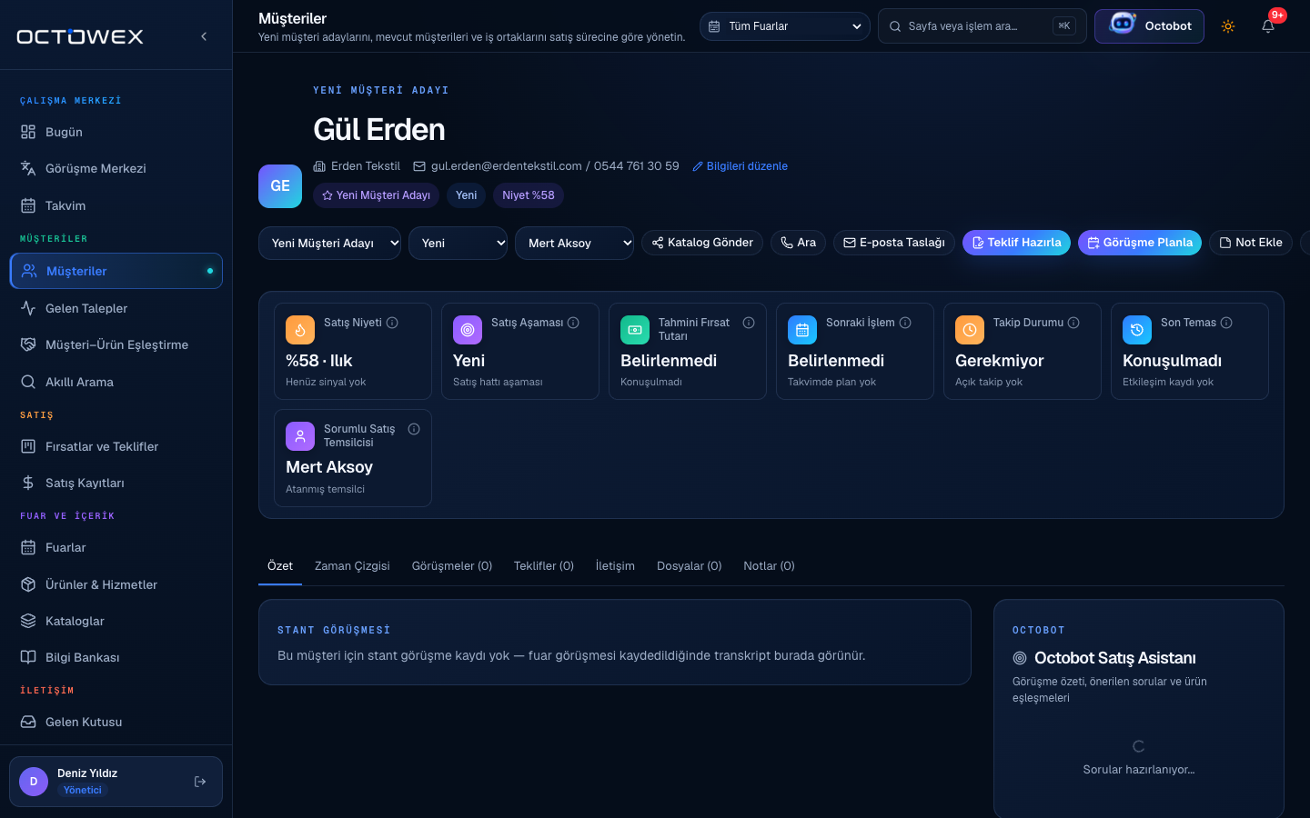 OCTOWEX ürün ekranı